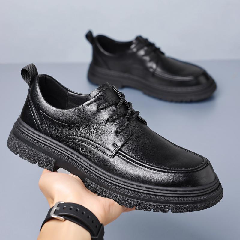 

Мужские кожаные туфли на шнуровке для улицы Мужские деловые туфли на каждый день Классические мягкие кожаные туфли Hombre Breathable для мужчин на плоской подошве 38 чёрный