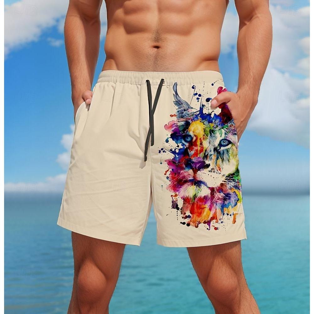 Costume da bagno da uomo Leone Animale Pantaloncini da bagno Board Shorts Vita media Moda Streetwear Designer