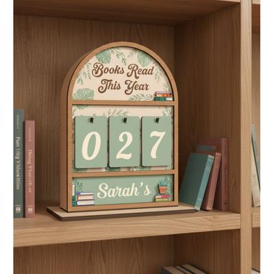 Wooden Books Read Tracker Standing Portable Reading Tracker Signage Books Read This Year Craftwork Reading Challenge Tracker