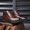 Britain Gentleman Chelsea Ankle Boots Round Head Trendy Patent Leather Shoes Men Dress Footwear Male Black Brown High-Top Shoes