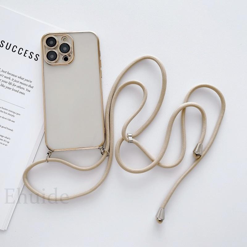 

Crossbody Lanyard Plating Case For Samsung Galaxy S23 S22 Ultra S20 Plus S21 FE A33 A53 A54 Camera Protect Soft Shockproof Cover Samsung S20&Case & Strap