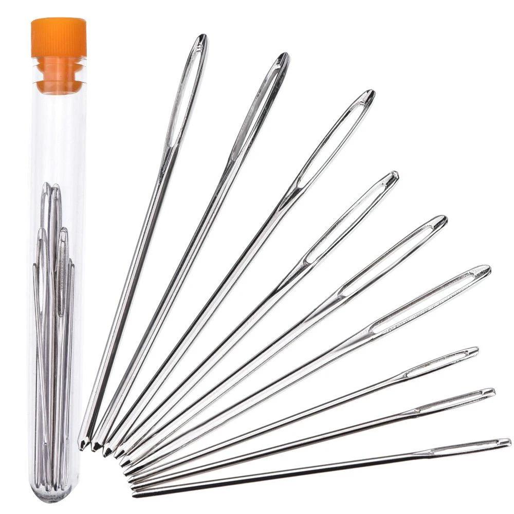 9pcs/Set Large Eye Needles Leather Sewing Needles Stainless Steel Needle Embroidery Tapestry Hand Sewing Accessories New