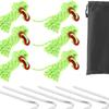 Reflective Tent Lanyard with Aluminum Adjuster Storage Bag, Camping Rope Tarps, Awning,