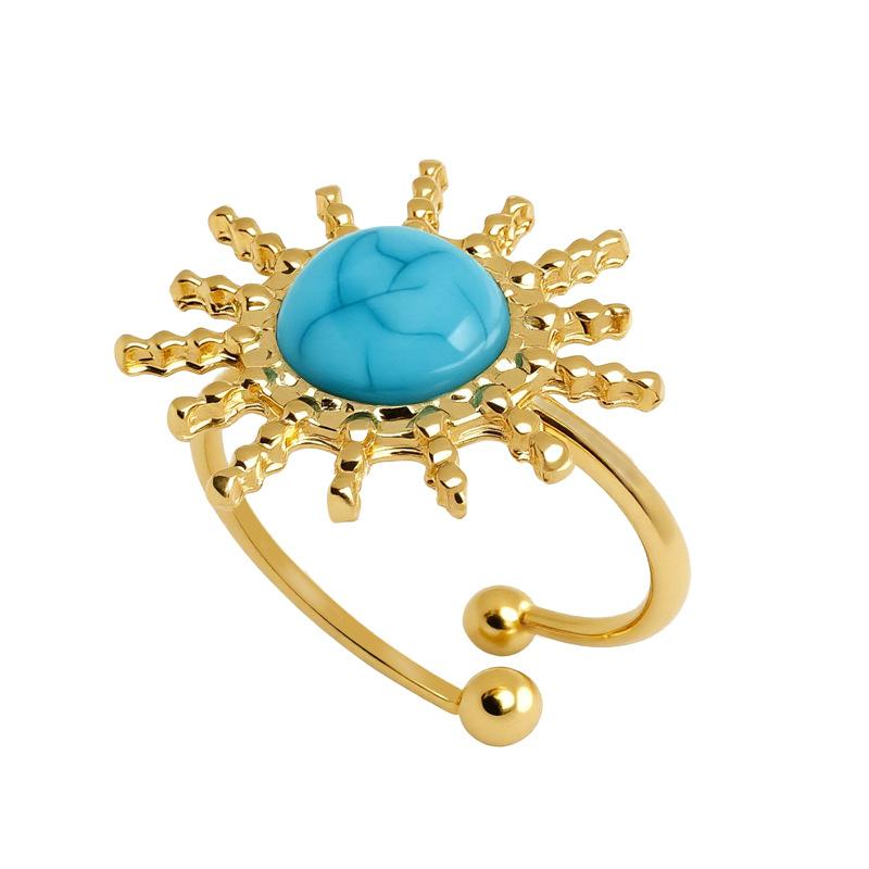 Бирюзовое открытое кольцо в стиле ins, нишевые украшения Adjustable opening