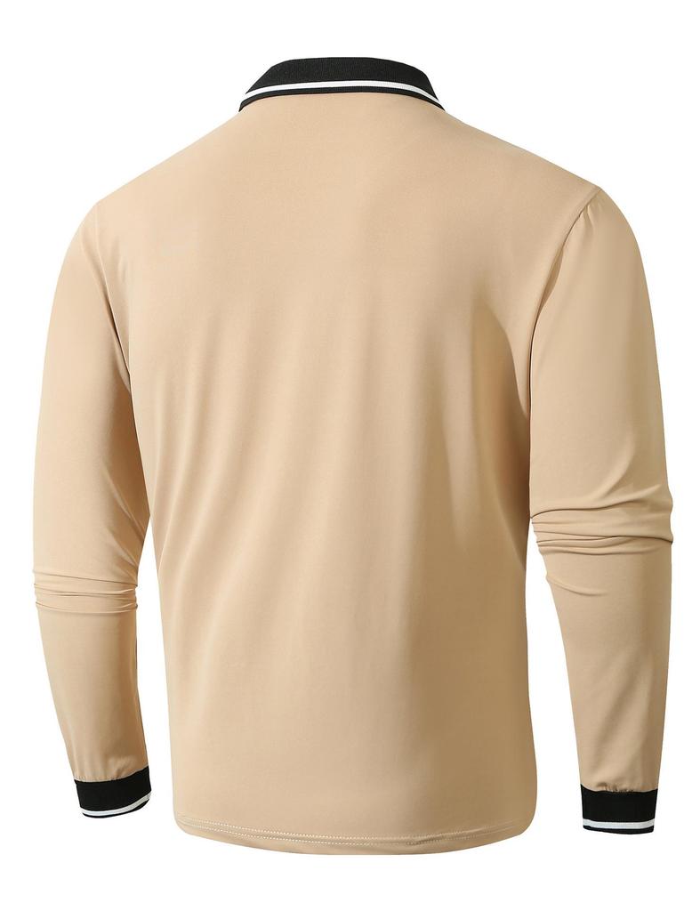 Men's Autumn Outdoor Fashion Breathable Long-Sleeve Jacquard Polo Shirt