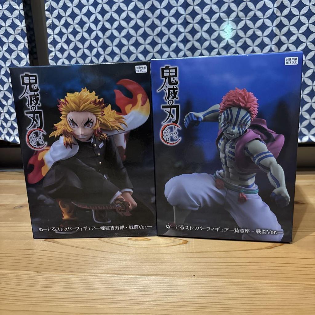 [USED] Demon Slayer: Kimetsu no Yaiba Rengoku and Akaza Noodle Stopper Figures ROUND1 Exclusive