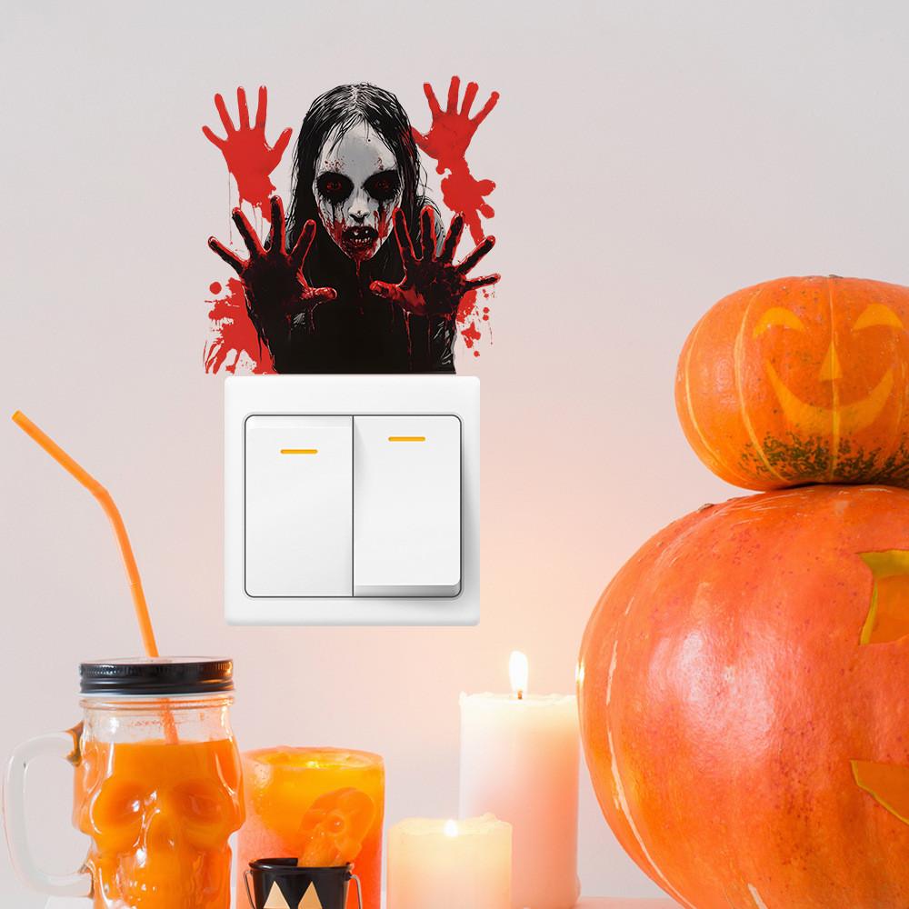 Halloween Blood Horror Hand Pvc Switch Sticker Wall Decal For Home Spaces Office