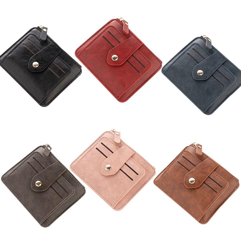 Simple PU Leather Women's Card Bag Zipper Large Capacity Men's Wallet Business Card Holder for Male And Female