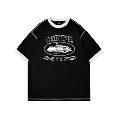 Amerykańska uliczna modna marka Corteiz Alcatraz kolorowe dopasowanie nadruk męski i damski luźny okrągły dekolt retro krótki rękaw T-shirt lato