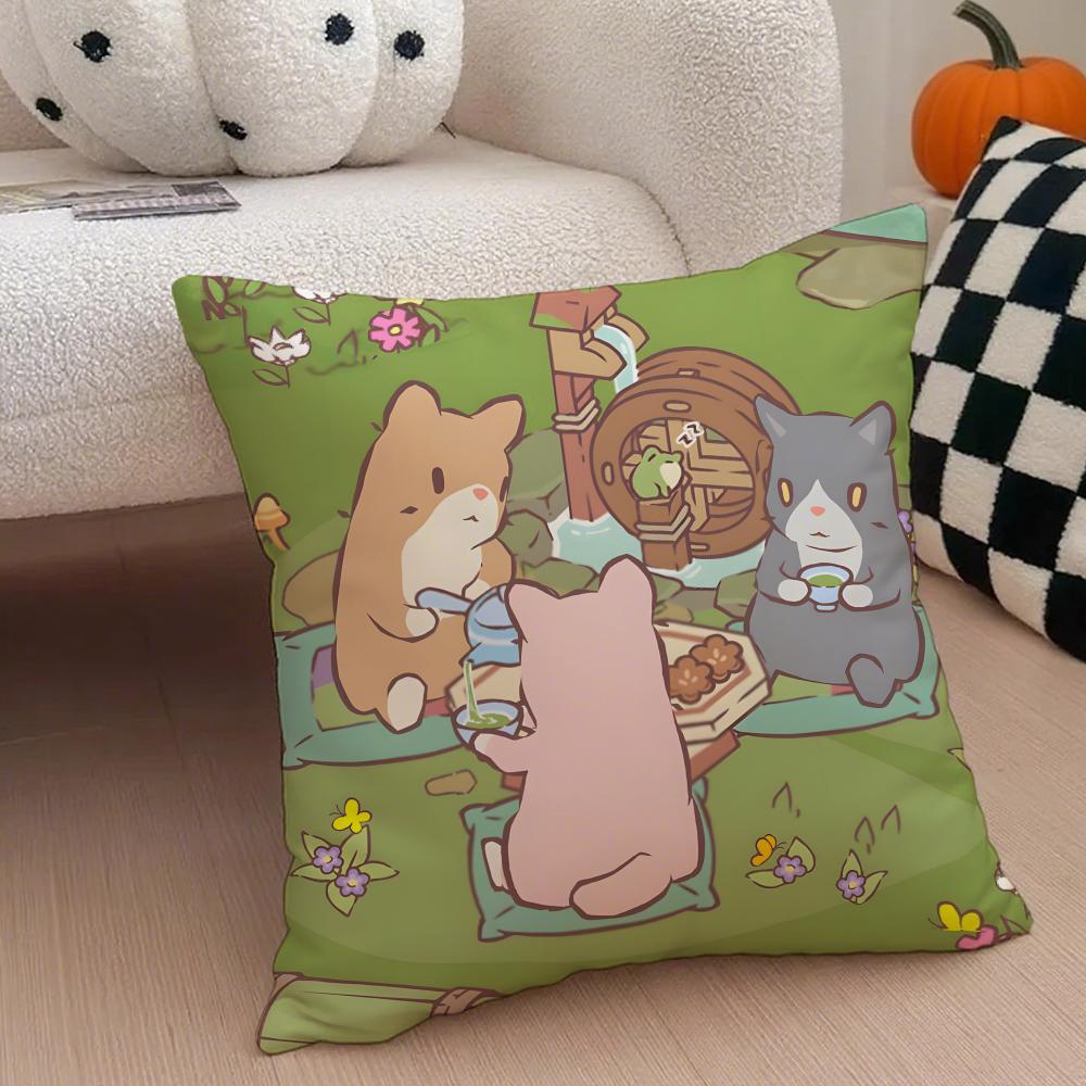 fresh aesthetic CCatsSoup Cushion Cover Throw Pillow Cover Hidden Button Durable Polyester Chair Cushion