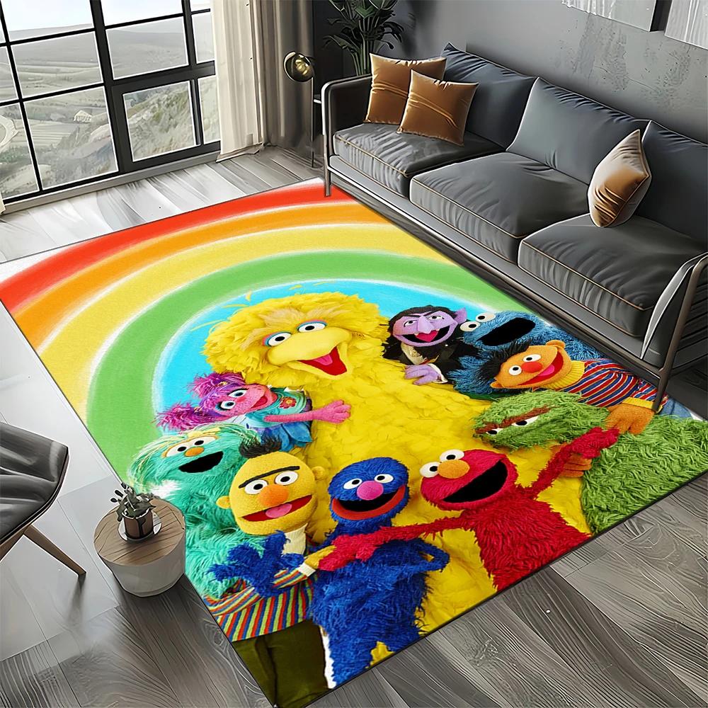 2025 New Style Sesame Street Cartoon TV Carpet Rug for Living Room Bedroom Home Sofa Decoration,Kids Play Non-slip Floor Mat