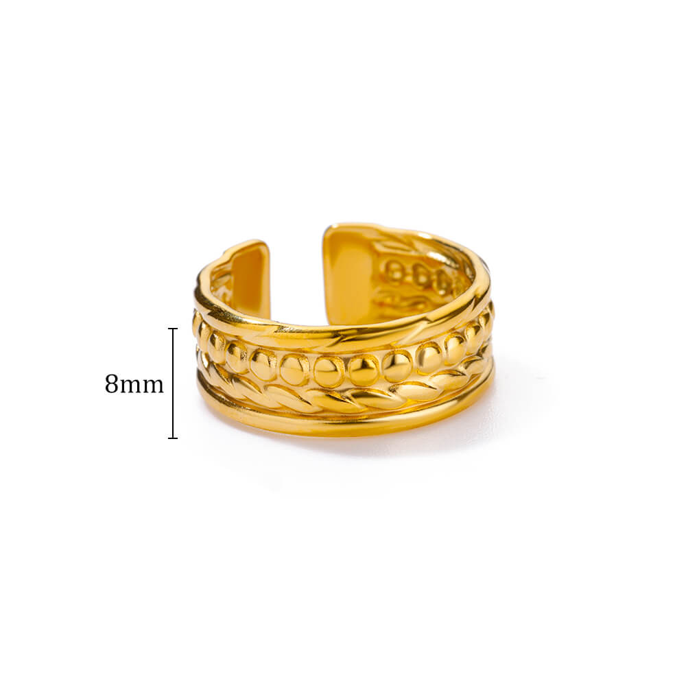 Geometrische Open Wijd Roestvrij Staal Ringen Voor Vrouwen Minimalistisch Gouden Kleur Openings Verstelbaar Trouwring Vrouwelijke Sieraden Anillos resizable beige