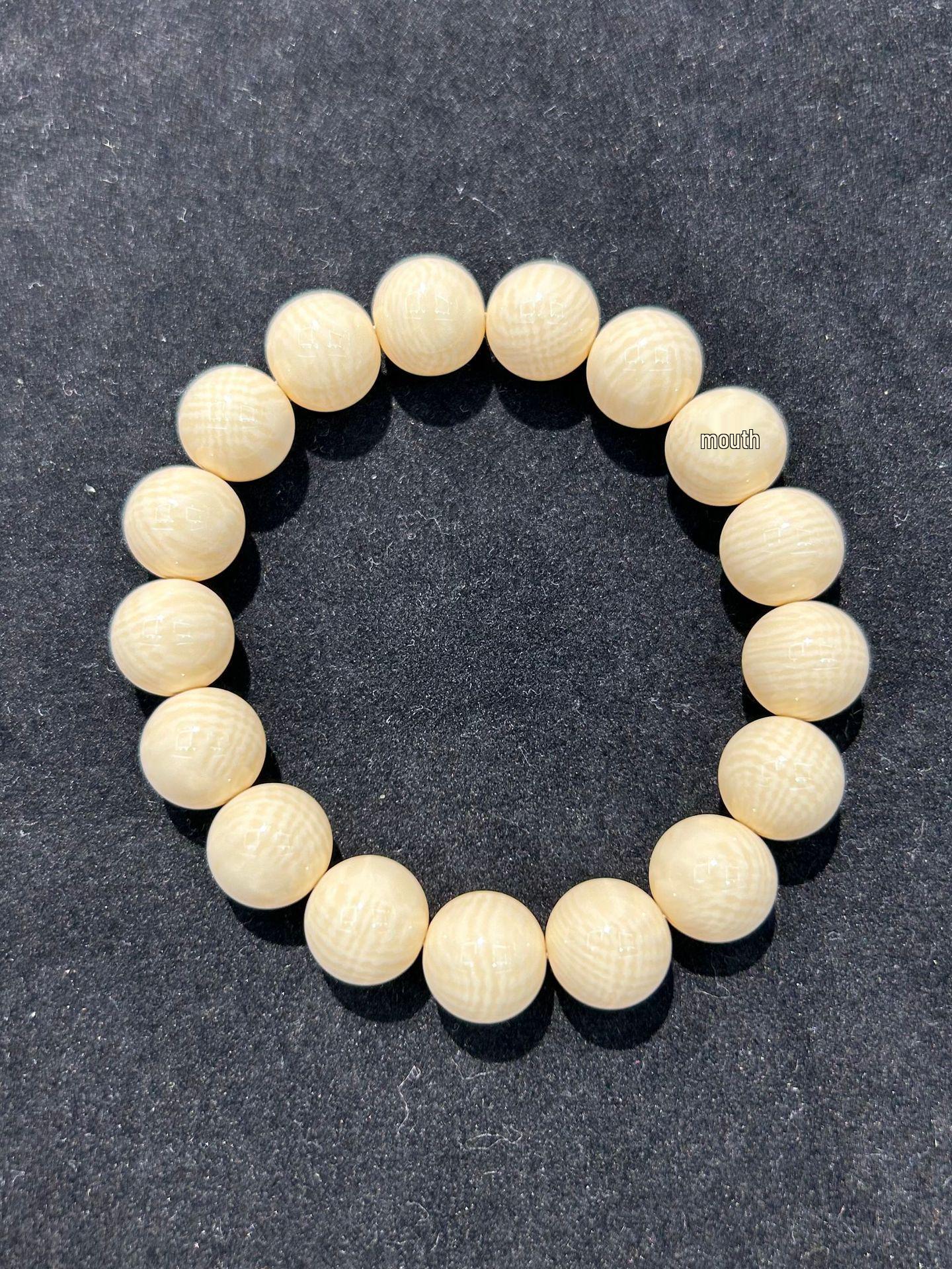 Мужской буддийский браслет из бусин - Сетчатый узор, Имитация бивня мамонта, Одинарный круг, Литературное ремесло
