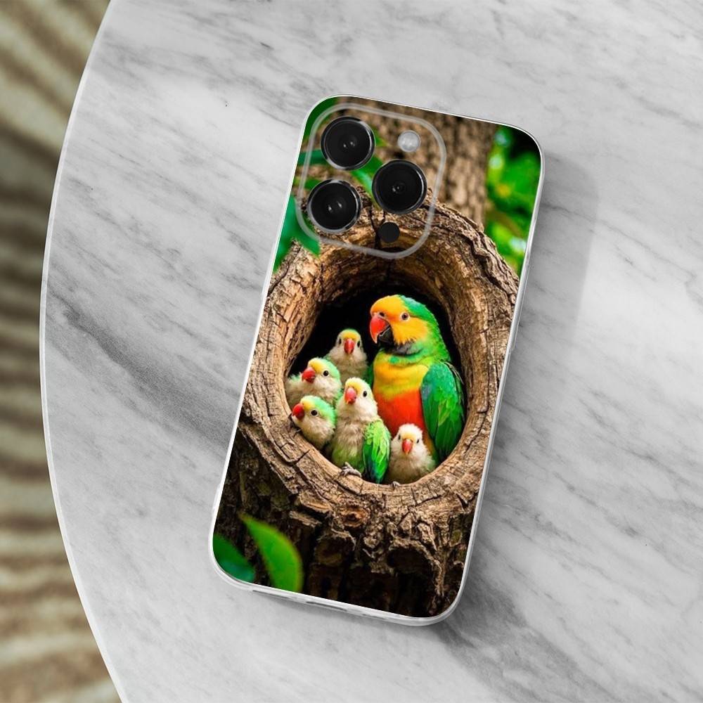 

Cute Art Animal Parrot For iPhone Max,14,16,X,13,XR,SE,12,15,Pro,17,Plus,11,XS,Mini Transparent Soft Cover Case iPhone14PROMAX