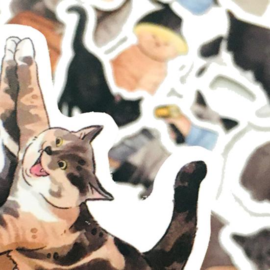 54Pcs Cartoon Stickers Cats Animal Printing Luggage Decoration Waterproof Cartoon PVC Stickers Luggage Decals for Diary
