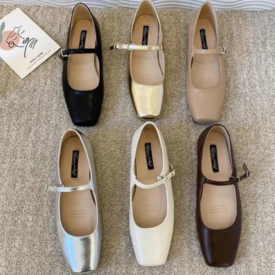 Fashion Flat Shoes for Women Silver Mary Jane Women's Shoes 2025 New Spring Autumn Flat Soft Soled Ballet Scoop Shoes Loafers Women