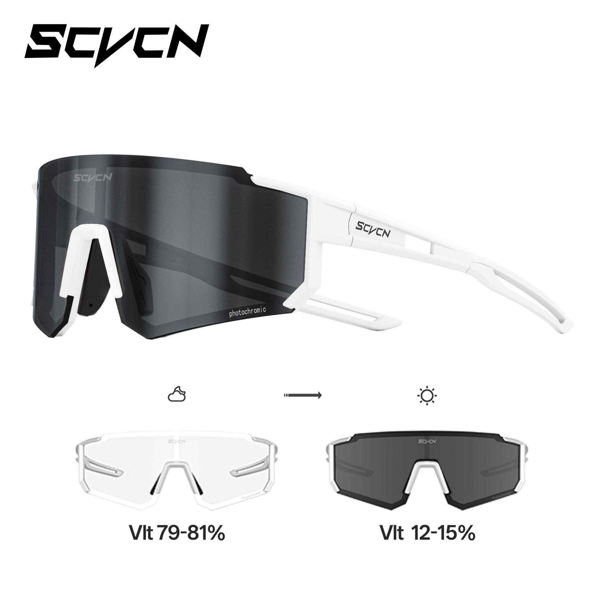SCVCN Photochrome Radsport- und Laufbrille für Damen & Herren - Winddicht, Bunt, Outdoor-Sport-Sonnenbrille