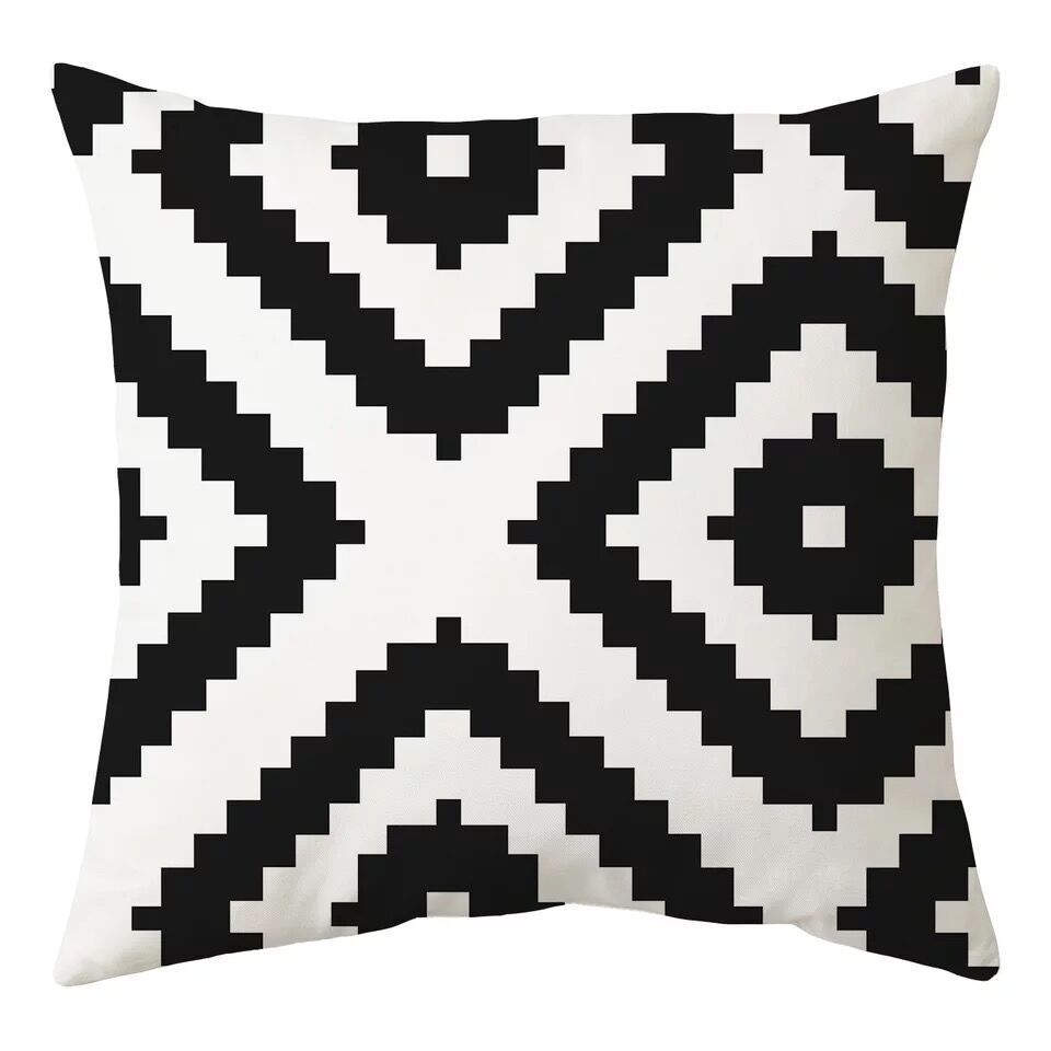 Nordic Black and White Simple Style Geometric Abstract Pillow Case Peach Leather Fleece Home Sofa Pillow Quilt Cushion