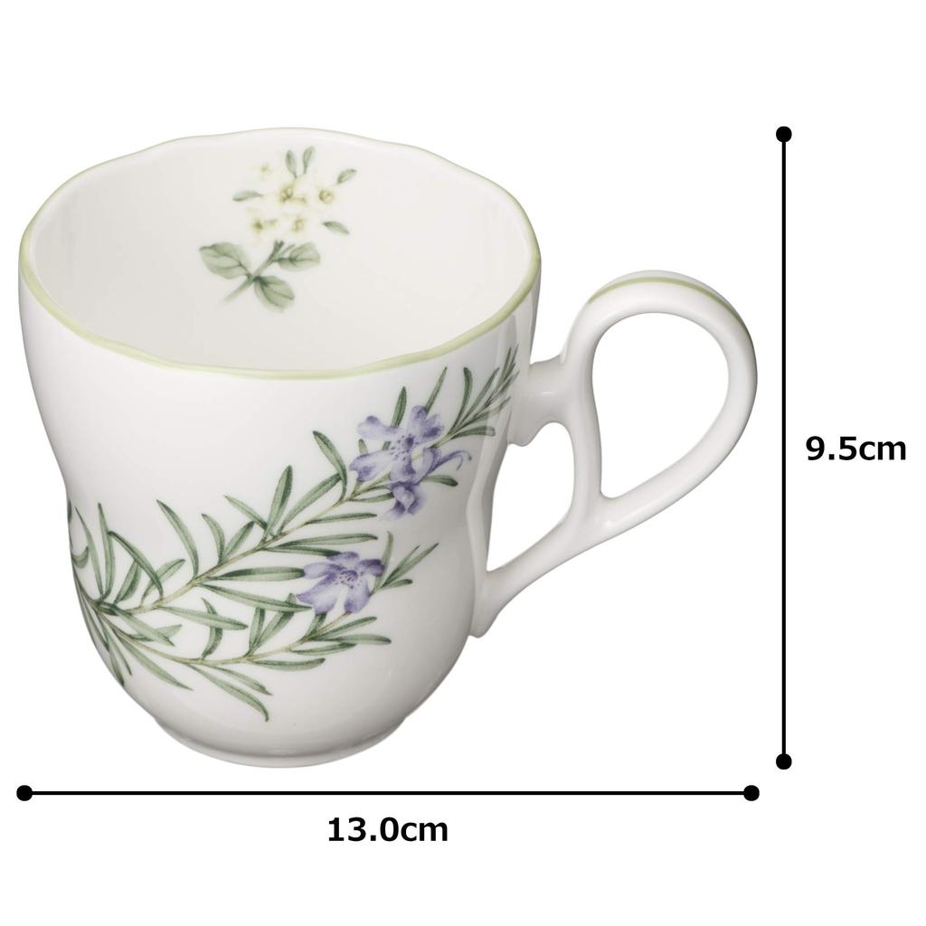 Noritake English Herbs Rosemary Bone Mug, 295cc, Microwave-Safe, China, T97855/4942