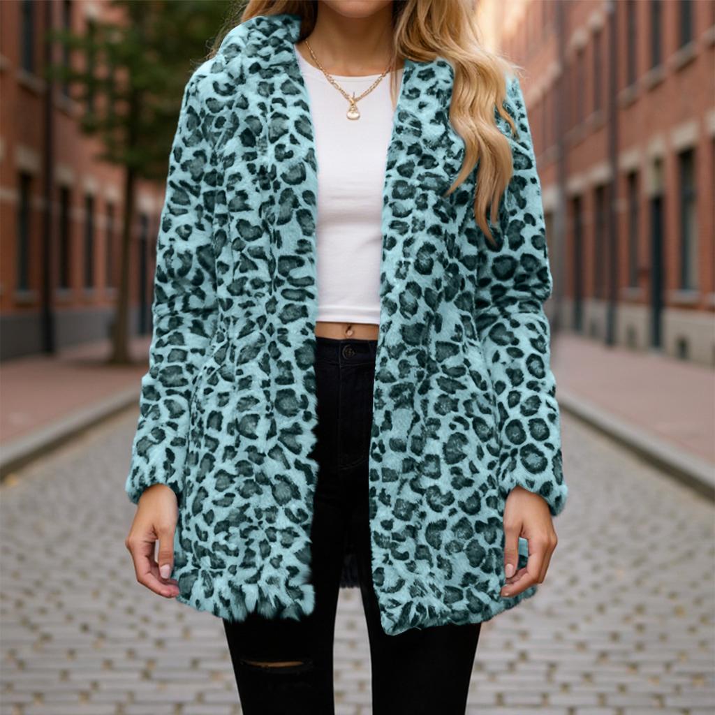 Women's Winter Thickened Double-sided Velvet Stand Collar Loose Leopard Print Plush Zipper Jacket