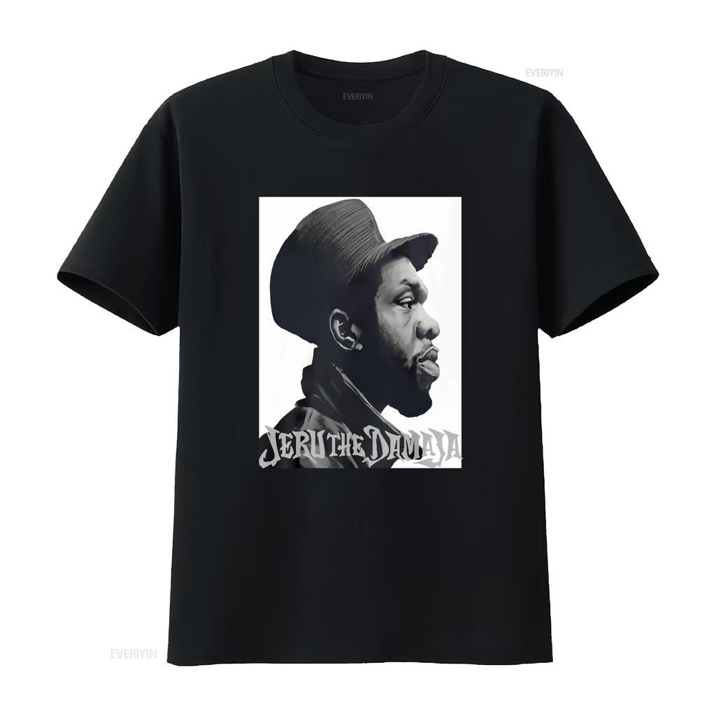 Hip Hop Jeru The Damaja Czarny T-shirt Rozmiar S 5XL Vintage Spłowiały Ubrania Projektanta Graficznego Miękki Oddychający Top Do Codziennego Noszenia