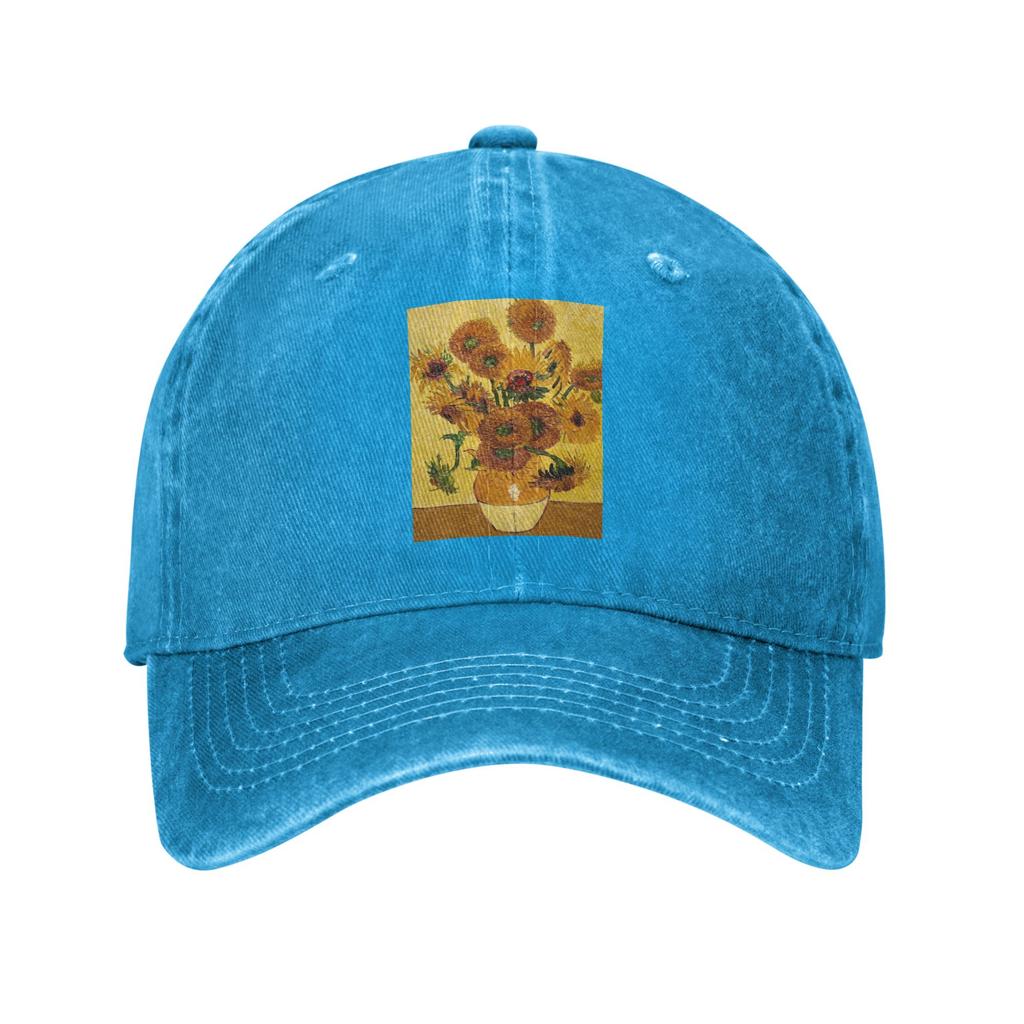 Vincent Van Gogh Sunflowers Sun Flowers Baseball Caps Washed Denim Hats Casquette Streetwear Baseball Cowboy Hat for Unisex Women