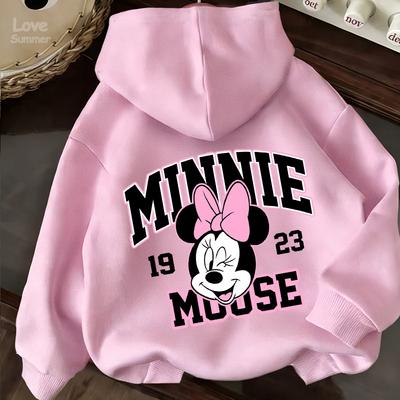 Felpa con zip personalizzata Minnie Mouse rosa per neonati e bambini Felpa con cappuccio stampata Casual per bambine Felpa con cappuccio per la primavera È Abbigliamento