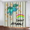 Adorable Animated Pink Rainbow Unicorn Horse Vibrant Girl Shading Window Panel Curtains for Kids Living Room Bedroom Bathroom Door 2Pieces