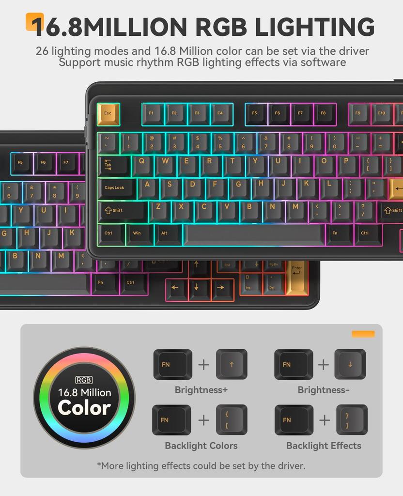 DAREU EK98PRO Wireless Gaming Keyboard with Numeric Mechanical USB English Gasket DREAM HIFI Switches Red Black Keypad, Keyboard, 2.4G