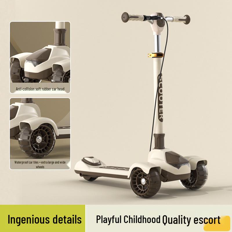 Big Kids Foldable Three-Wheeled Flashing One-Legged Commuter Scooter