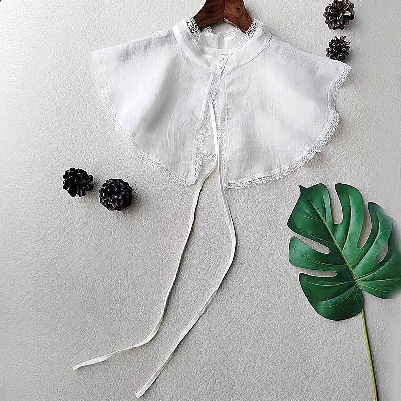 Воротник-стойка из рами, вышитый лист лотоса, кружевной накладной воротник, японский универсальный декоративный воротник, шаль со шнуровкой