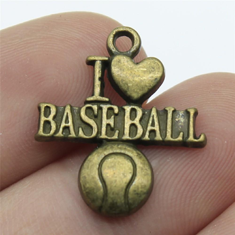 20pcs Sport Charms Baseball & Softball Charms Antique Bronze Silver Color Pendants DIY Crafts Making Findings For Jewelry Making