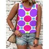 Damen Tanktop T-Shirt mit Print und gemusterten kurzen Ärmeln, ärmelloses Damen Rundhals-T-Shirt