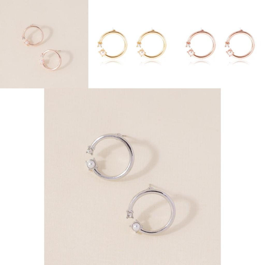 Unique Creative Style Pearl Stud Earrings For Women Classic Geometric Design