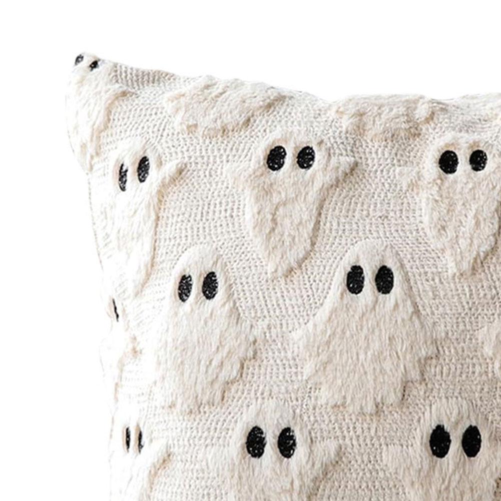 Double Sided 3D Embroidery Halloween Little Devil Holding Pumpkin Pillowcase Soft Cushion Holiday Decor Living Room Sofa Pillow