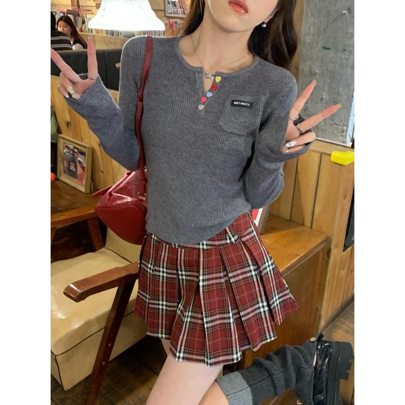 Gelber Strickpullover Damen Neu Frühling und Herbst V-Ausschnitt Unterhemd Langarm Innen mit Herbst- und Winter-Pullover-Design Oberteil