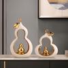 Chinese Fengshui Electroplated Ceramic Gourd Zen Decoration Items Home Room Furnishing Ornaments Office Desk Statue Accessories