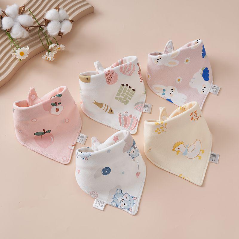 Newborn Pure Cotton Snap Bib - Double Layer Triangle Scarf for Babies