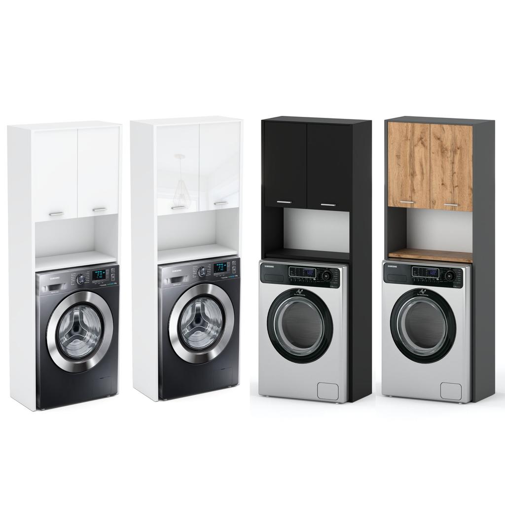 Washing Machine Cabinet White Gloss 64 CM Standing Bathroom Cabinet Column