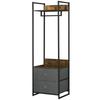 Clothes Rail, Metal Coat Stand, Garment Rack with 2 Fabric Storage Drawers, Single Wardrobe for Bedroom, Hallway, Rustic Brown and Grey