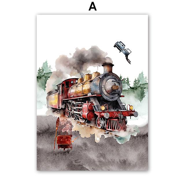 Постер в винтажном стиле H-Hogwarts, вдохновленный волшебником, сова, волшебная школа, замок, поезд, холст, настенное искусство для детской, декор для дома