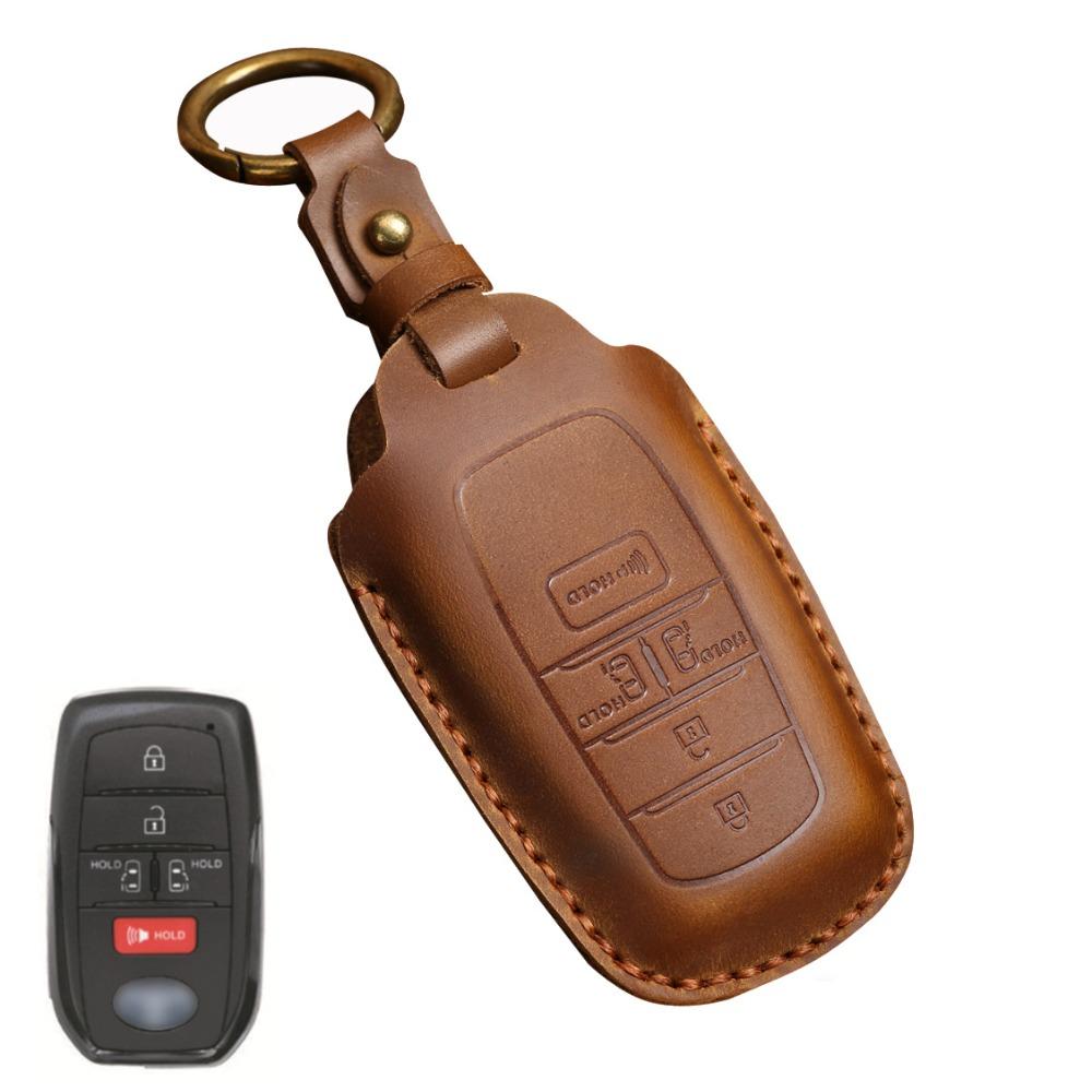 Genuine Leather Key Cover for Toyota Sienna Alphard Highlander Camry Previa Key Fob Protector