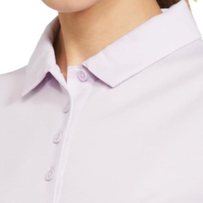 Nike Solid Color Logo Print Half Button Pullover Long Sleeve Polo Shirt Women Tops Pink Purple DH2317-530