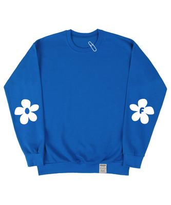GRAVER [Unisex] Elbow Of Drawing Flower Sweatshirt_Cobalt Blue