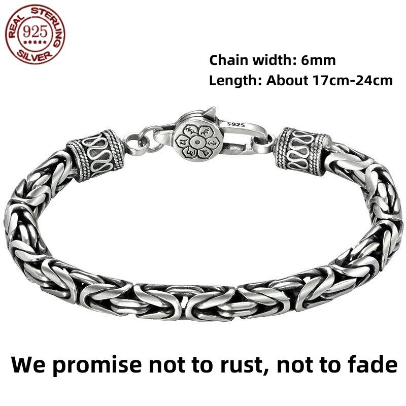 Stříbrný náramek Horusovo oko boha Kubánský S925 Pánská móda Hip Hop Jednoduchý dárek Módní šperky Doplňky