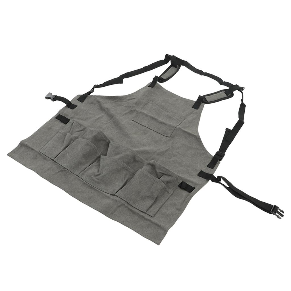 Woodworking Apron Canvas Gray Multiple Pockets Collapsible Woodworking Shop Apron for Men Women