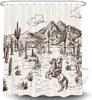 Western Denim Shower Curtain Farmhouse for Bathroom Village Cactus Desert Riding Shower Curtain with Hook 180x180cm