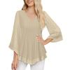 BITCED Bluse e Camicie Casual da Donna a Manica Lunga con Scollo a V e Stampa Monocolore