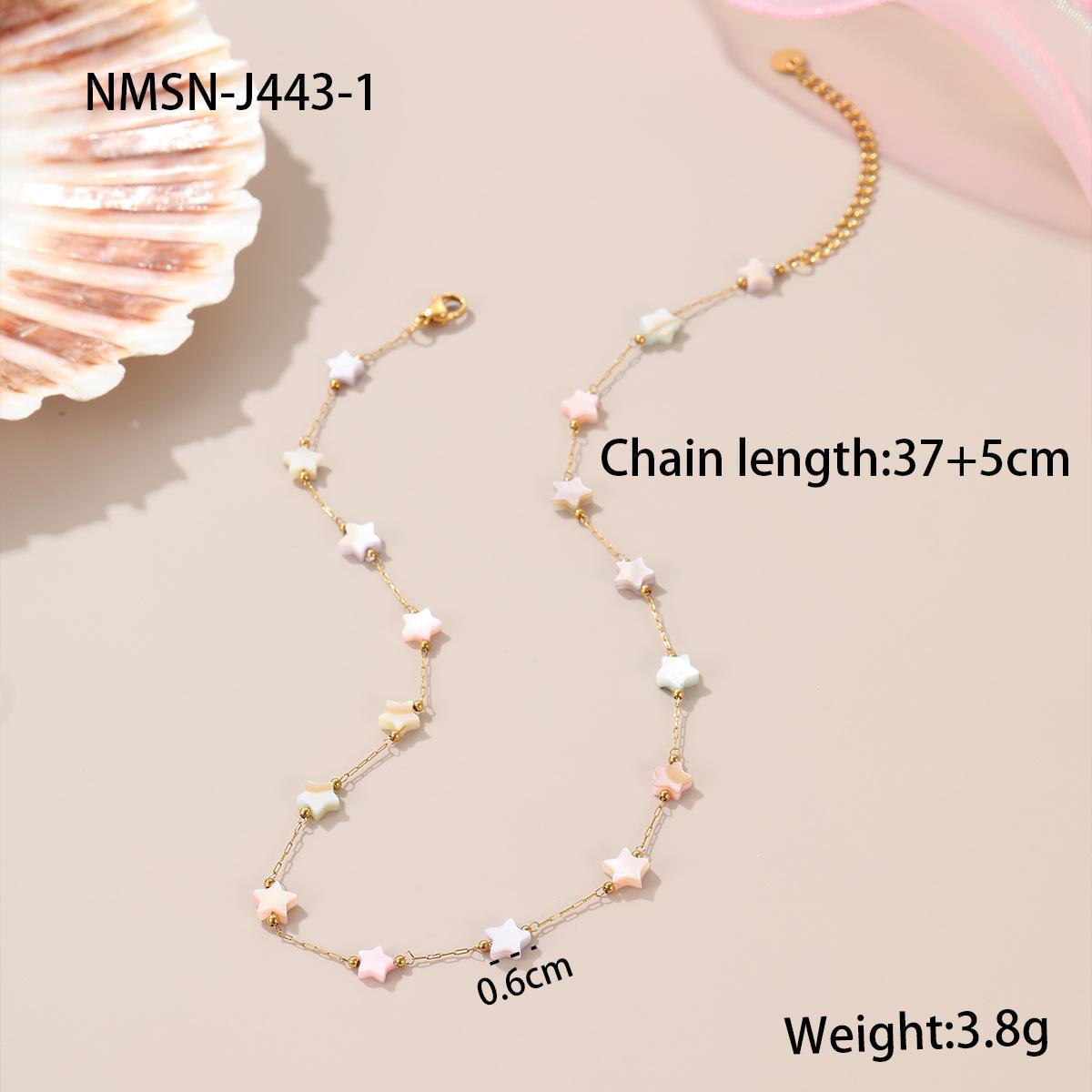 GEMCHIC Women s Colorful Star Mother of Pearl Necklace Stainless Steel Bracelet Set