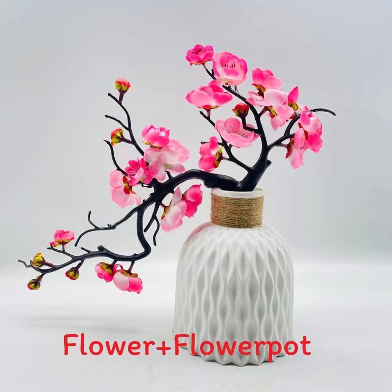 

Winter Silk Sweet Flower Faux Potted Plant Bonsai For Indoor Decoration Gift розовый